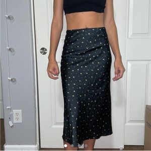 Abercrombie & Fitch black floral silk skirt